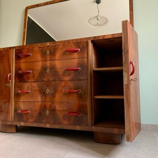 Credenza Art Déco radica con specchio