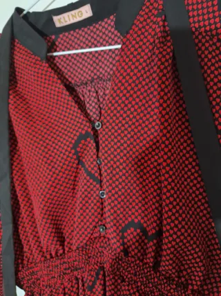 Vestido Kling Corazones Rojos y Negros
