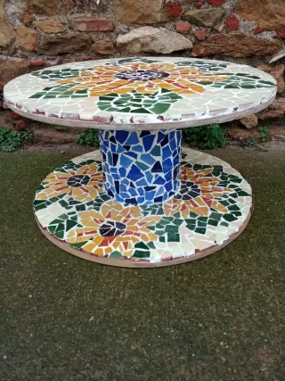 Mesa redonda mosaico girasol