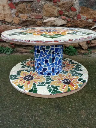 Mesa redonda mosaico girasol