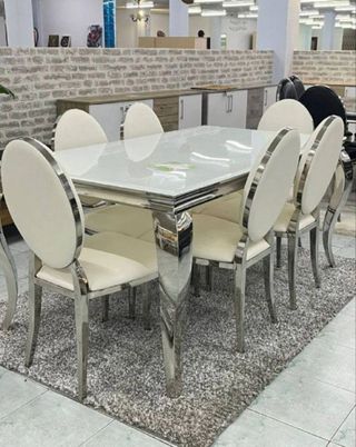 Mesa Comedor Lujo Cristal y Metal