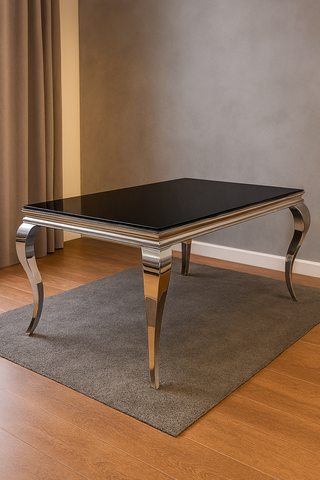 Mesa Comedor Lujo Cristal y Metal