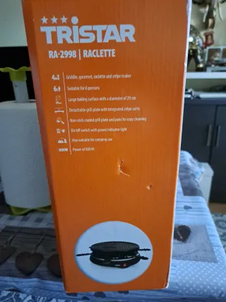 Tristar RA-2998 Raclette Parrilla Crepera 800W