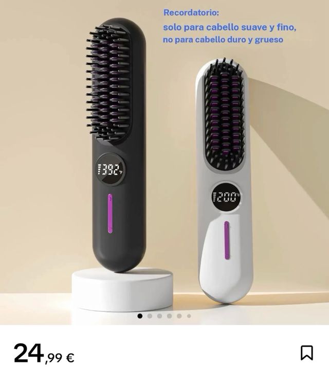 Cepillo Plancha Pelo Inalámbrico Negro