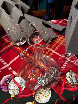 Set Decanter e 2 Bicchieri Cristallo Argento