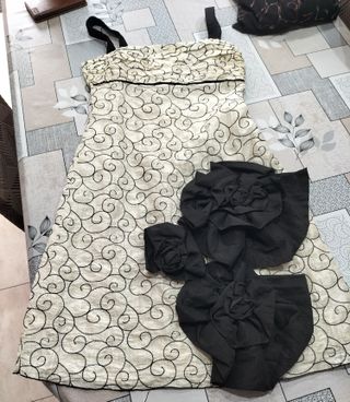 Vestido fiesta blanco y negro