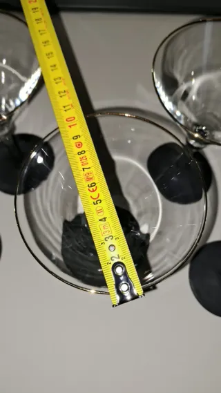 Set 5 Calici Martini Stelo Nero Bordo Oro