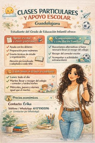 Apoyo escolar y cuidado de niños.