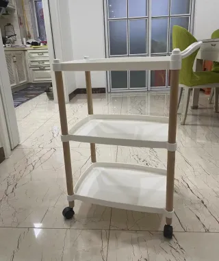 Carrito 3 Niveles Blanco Madera 52x37x82cm