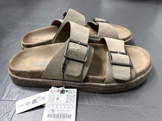 Sandalias ZARA Piel Talla 40 Gris topo