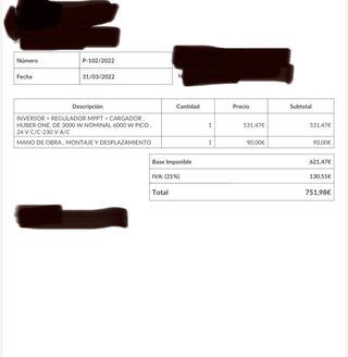 Inversor Cargador Huber 3000W 24V utilizado 3 años