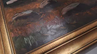 Cuadro original óleo caza con jinete