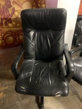 Sillón Oficina Piel Negro Giratorio