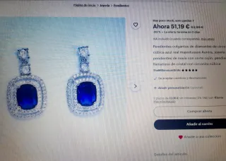 Pendientes circonita azul y blanca.