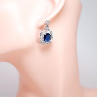 Pendientes oro blanco baño con circonitas