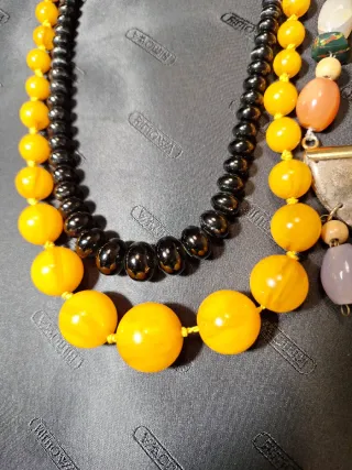 Lote 3 collares ámbar y ágatas