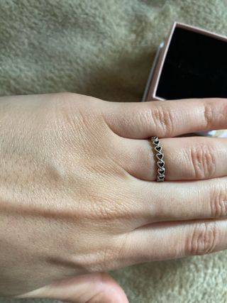 Anillo Pandora Corazones Plata