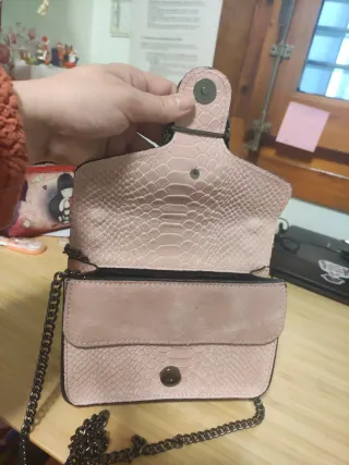 Bolso Piel Inspiración Herradura Rosa