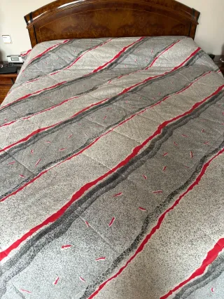 Colcha Edredón 180x240 cm Gris y Rojo
