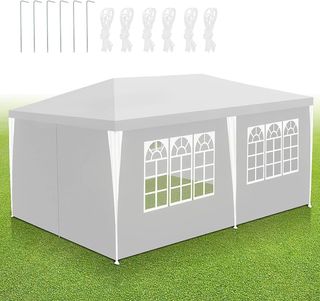 Gazebo bianco con finestre 3x6x2 H nuovo
