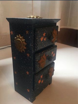 Cajita joyero azul con estrellas doradas