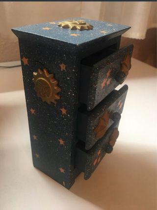 Cajita joyero azul con estrellas doradas