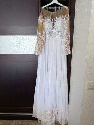 Vestido de Novia Blanco Encaje Manga Larga Nuevo