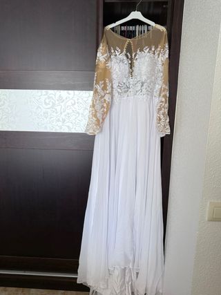 Vestido de Novia Blanco Encaje Manga Larga Nuevo