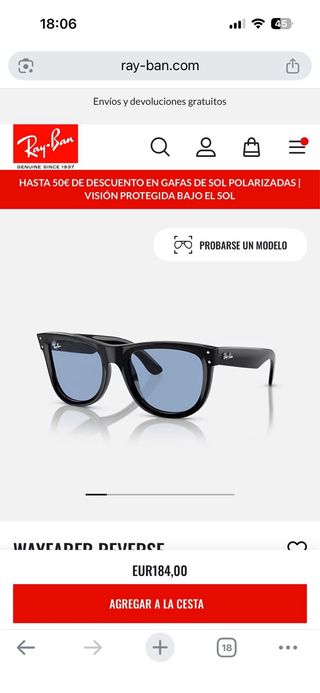 Gafas Ray-Ban Wayfarer Reverse Negras Azules