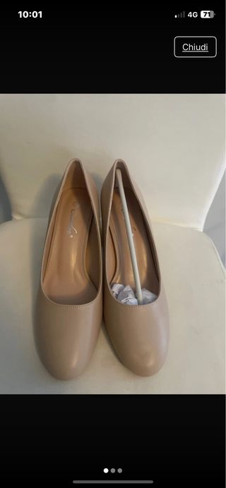 Scarpe con tacco beige n.39 rosa cipria