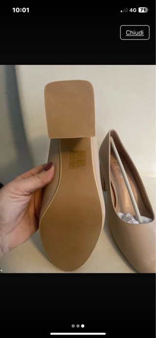 Scarpe con tacco beige n.39 rosa cipria