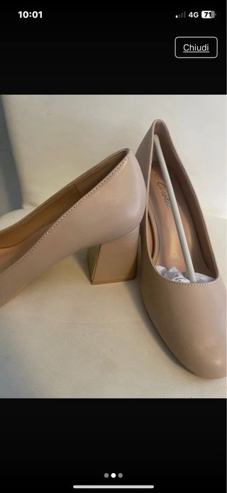 Scarpe con tacco beige n.39 rosa cipria