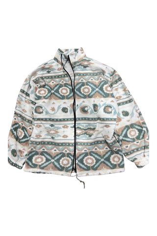 Vintage Patterned Fleece Jacket - Size L - Retro