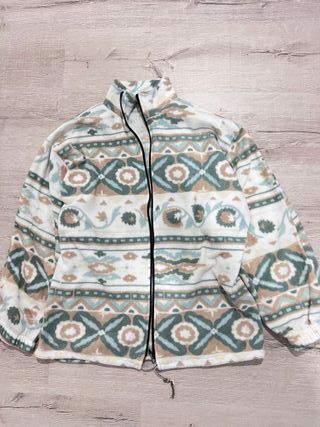 Vintage Patterned Fleece Jacket - Size L - Retro