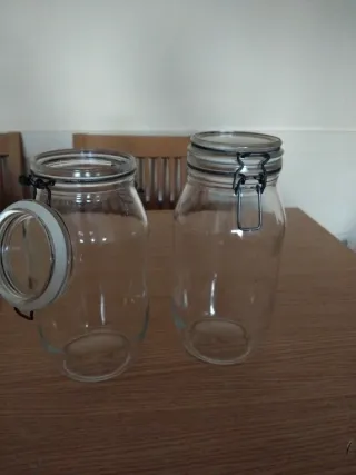 2 Frascos herméticos de vidriode 1L 1/2