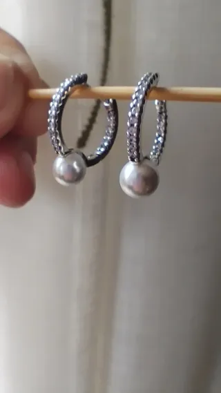 Pendientes aro Pandora con perla