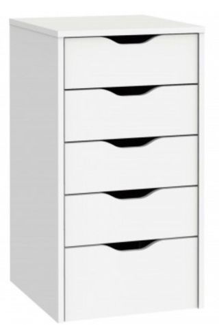 Set scrivania, cassettiera e sedia.