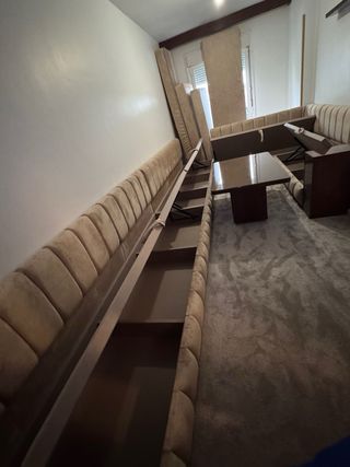 Sofá modular beige y marrón