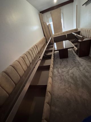 Sofá modular beige y marrón