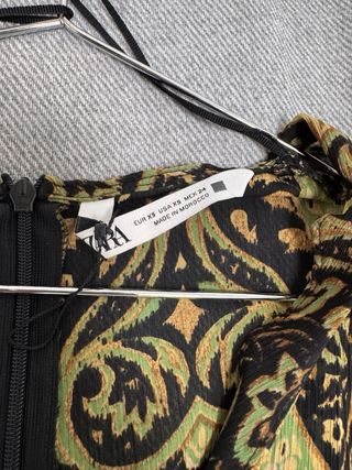 Vestido Zara estampado verde y negro Talla XS