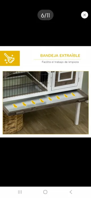 Conejera de madera y metal