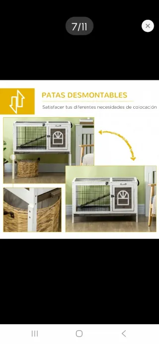 Conejera de madera y metal