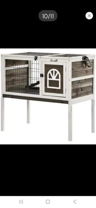 Conejera de madera y metal