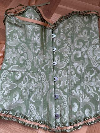 Corpiño de disfraz verde y dorado