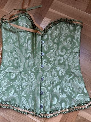 Corpiño de disfraz verde y dorado