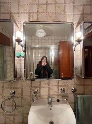 Mueble baño vintage 80s madera y metal