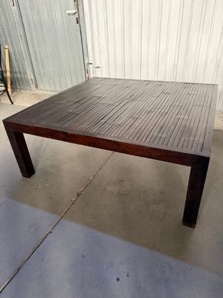 Mesa de centro bambú y madera 120x120x45