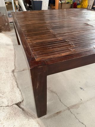 Mesa de centro bambú y madera 120x120x45