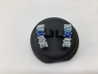 Pendientes Plata 925mm Circonita Azul