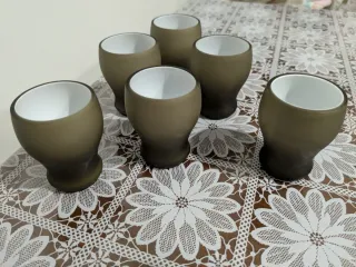 Set 6 Bicchierini Vetro kaki  Bianco